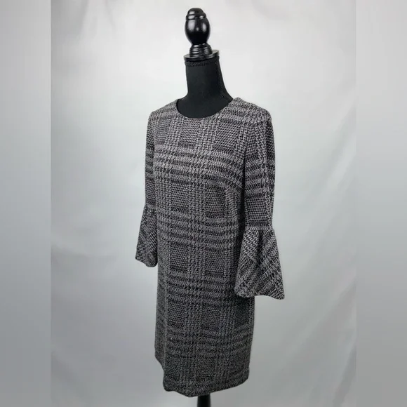 Calvin Klein dress Belle sleeves Size 10 Gray& Black - Picture 2 of 9